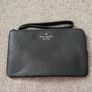 Kate Spade Black Pebbled Leather Wristlet